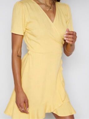 Yellow Wrap Mini Dress size S